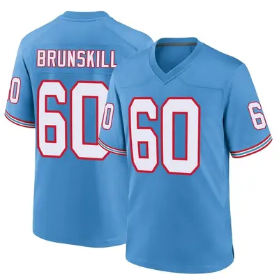 Men's Game Daniel Brunskill Tennessee Titans Light Blue Oilers Throwback Alternate Jersey