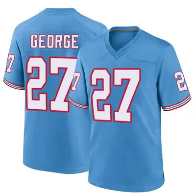 Men's Game Eddie George Tennessee Titans Light Blue Oilers Throwback Alternate Jersey