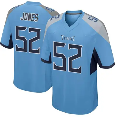 Men's Game Joe Jones Tennessee Titans Light Blue Jersey