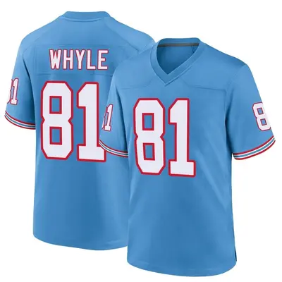 Men's Game Josh Whyle Tennessee Titans Light Blue Oilers Throwback Alternate Jersey