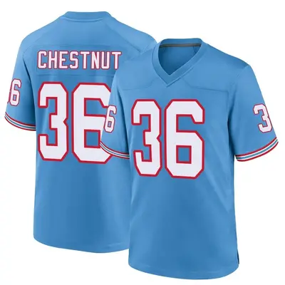 Men's Game Julius Chestnut Tennessee Titans Light Blue Oilers Throwback Alternate Jersey