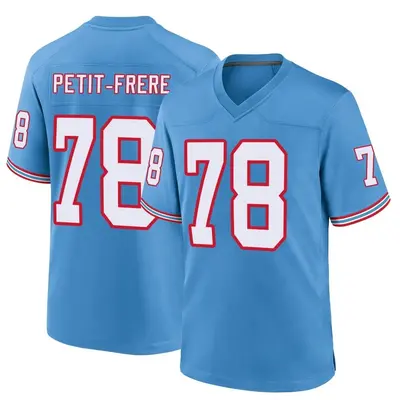 Men's Game Nicholas Petit-Frere Tennessee Titans Light Blue Oilers Throwback Alternate Jersey