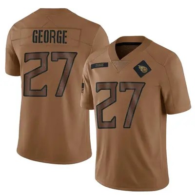 Men's Limited Eddie George Tennessee Titans Brown 2023 Salute To Service Jersey