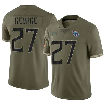 Men's Limited Eddie George Tennessee Titans Olive 2022 Salute To Service Jersey