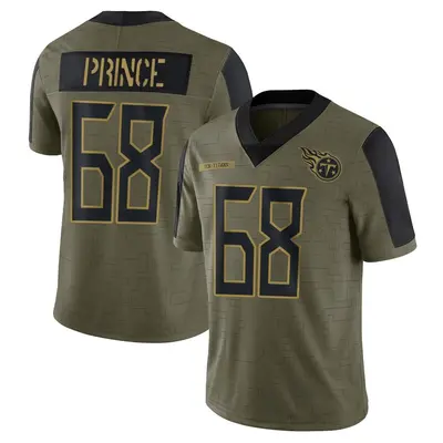 Men's Limited Isaiah Prince Tennessee Titans Olive 2021 Salute To Service Jersey