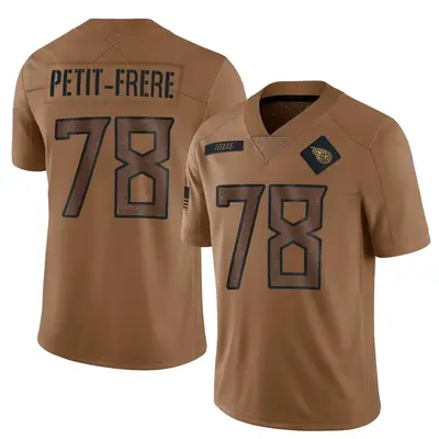 Men's Limited Nicholas Petit-Frere Tennessee Titans Brown 2023 Salute To Service Jersey