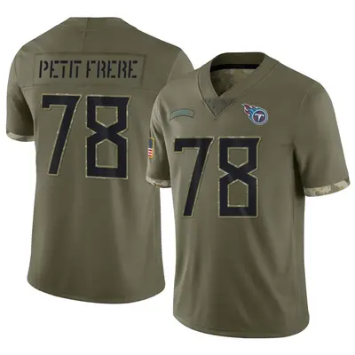 Men's Limited Nicholas Petit-Frere Tennessee Titans Olive 2022 Salute To Service Jersey