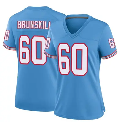 Women's Game Daniel Brunskill Tennessee Titans Light Blue Oilers Throwback Alternate Jersey