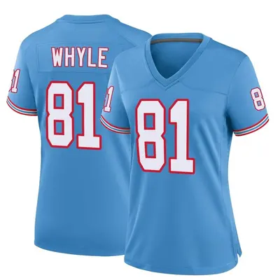 Women's Game Josh Whyle Tennessee Titans Light Blue Oilers Throwback Alternate Jersey