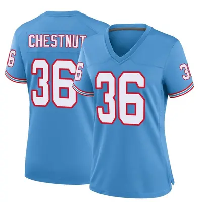 Women's Game Julius Chestnut Tennessee Titans Light Blue Oilers Throwback Alternate Jersey