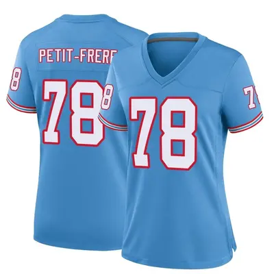 Women's Game Nicholas Petit-Frere Tennessee Titans Light Blue Oilers Throwback Alternate Jersey