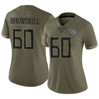 Women's Limited Daniel Brunskill Tennessee Titans Olive 2022 Salute To Service Jersey