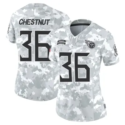 Women's Limited Julius Chestnut Tennessee Titans Arctic Camo 2024 Salute to Service Jersey