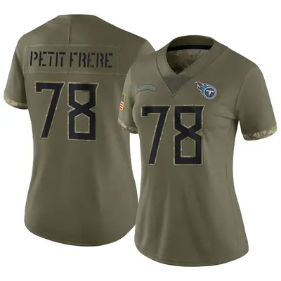 Women's Limited Nicholas Petit-Frere Tennessee Titans Olive 2022 Salute To Service Jersey