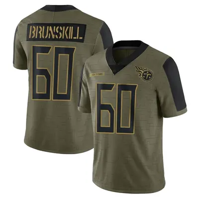 Youth Limited Daniel Brunskill Tennessee Titans Olive 2021 Salute To Service Jersey