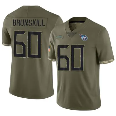 Youth Limited Daniel Brunskill Tennessee Titans Olive 2022 Salute To Service Jersey